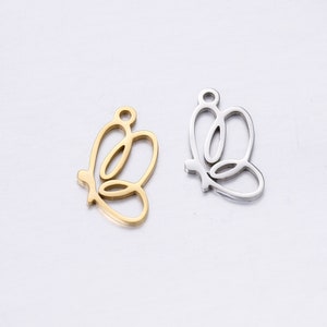 10pcs Stainless Steel Butterfly Charm Jewelry Pendant Accessories Y707