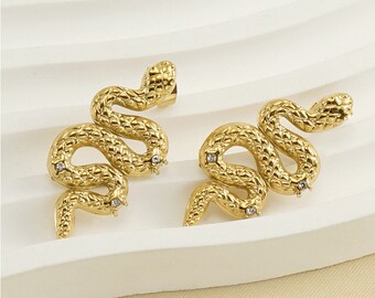 18K Vergulde Slang Oorstekers Rvs Oorbel Geometrie Oorbel Studs Sieraden Accessoires ZXG483