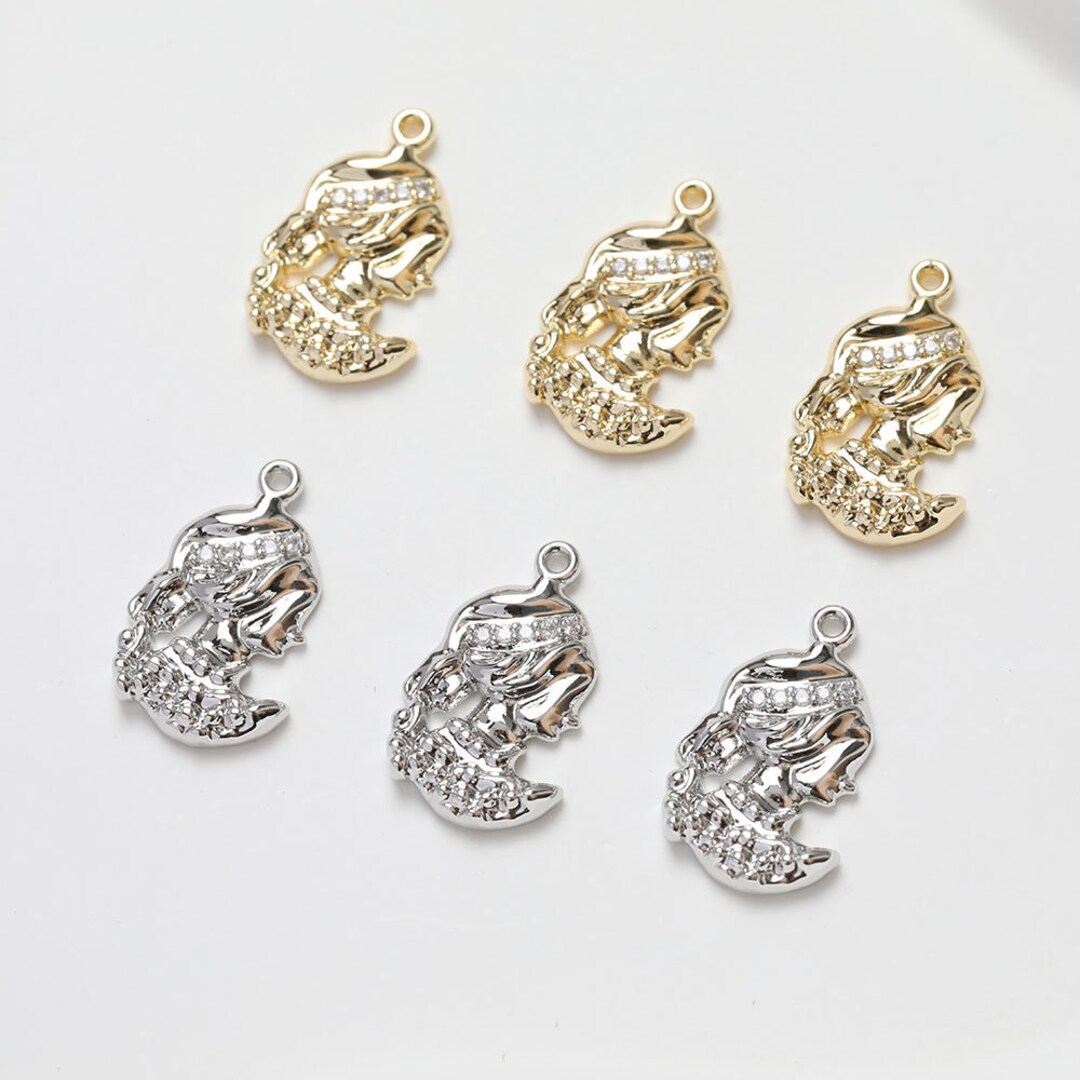 14K Gold Plated Brass Zircon Queen Charm Jewelry Necklace