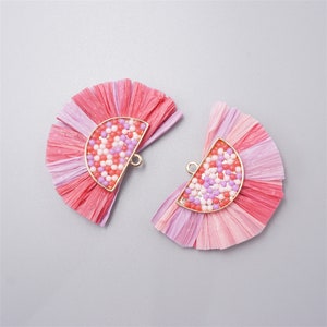 2pcs Rainbow Raffia Tassels,Fan Tassels,Tassels For Jewelry Making SC004