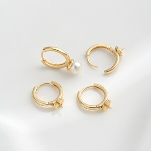 14K Gold Plated Ear Stud,Brass Ear Studs,Zircon Earrings, Round Ear Stud,Jewelry Earring Accessories With 925 Sterling Silver Pin R461YY image 8