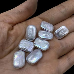 2pcs/4pcs/10pcs 11X16mm Natural Freshwater Pearl Half Bored Rectangle Pearl Beads Pearls Baroque Pearls  ZB040