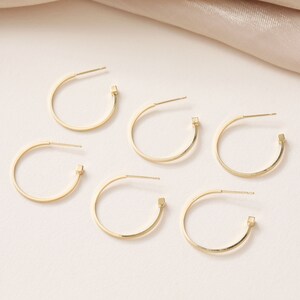 26mm 14K Gold Plated Brass C Ear Studs Geometry Earring Studs With 925 Sterling Silver Pin GL279 image 4