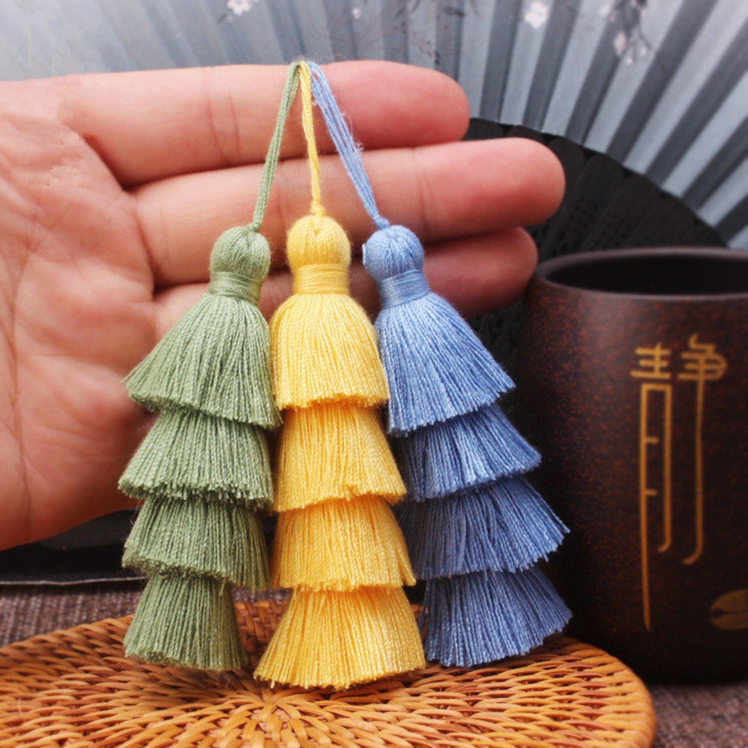 Tiered Tassels,stacked Tassels,multiple Cotton Tassels,four Layers