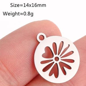 5pcs Stainless Steel Flower Charm Jewelry Pendant Accessories Y956
