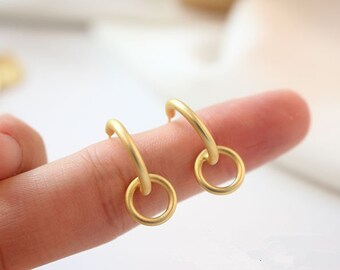 5 Pairs 18K Gold Brass C Style Earring Stud, C Style Earrings,Brass Ear Stud With 925 Sterling Silver Pin GL003