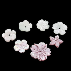 2pcs/4pcs/10pcs Natural MOP Shell Carved Flower Pink Shell Flower Beads Charm Pendants  BK0033