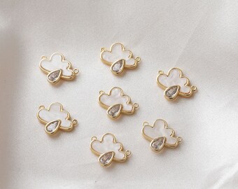 4pcs 15x11mm 14K Gold Brass MOP Cloud Drop Charm Jewelry Earring Pendant Accessories GL382