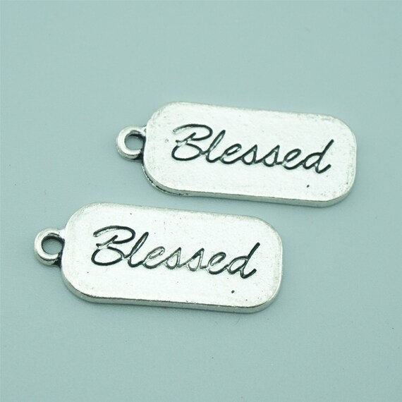 Bulk 50pcs 12x25mm Antique Silver Blessed Charm Etsy