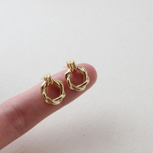 11x15mm 18K Gold Plated Brass Round Ear Studs Rings Ear Stud Jewelry Earring Studs GL207 image 4