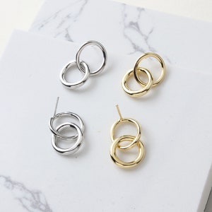 13X22mm 14K Gold Plated Brass Chain Ear Studs Rings Ear Studs Geometry Earring Studs GL232 image 2