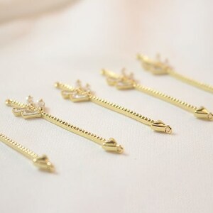 8x40mm 18K Gold Plated Brass Zircon Arrow Charm Pendant GL1177 image 5