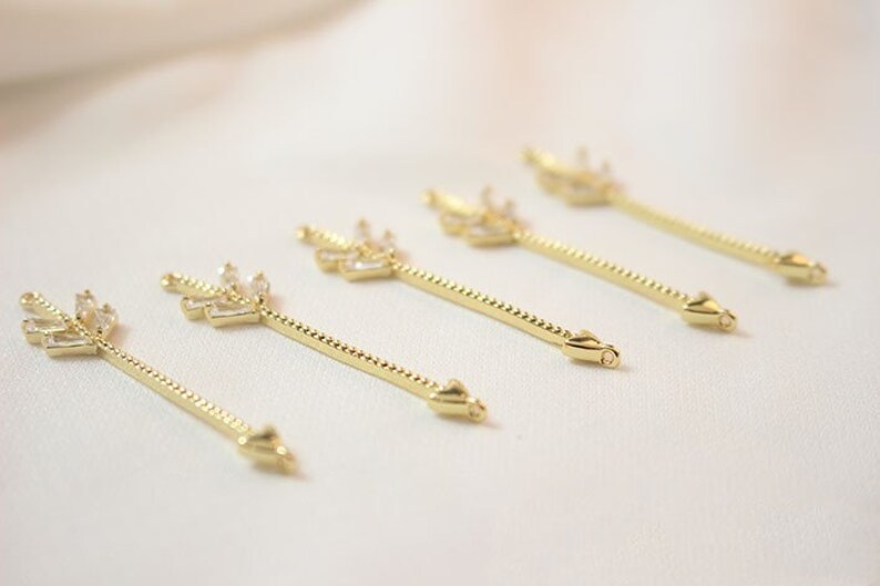 8x40mm 18K Gold Plated Brass Zircon Arrow Charm Pendant GL1177 image 5