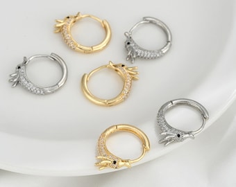 14K Gold Plated Ear Stud,Brass Ear Studs,Dragon Ear Stud,Jewelry Earring Accessories With 925 Sterling Silver Pin R465YY
