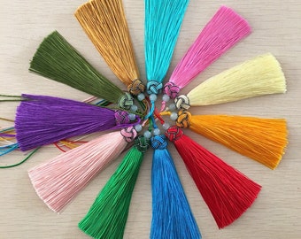 90mm Silk Bead Tassels: Handmade Jewelry Making Supplies (2pcs)