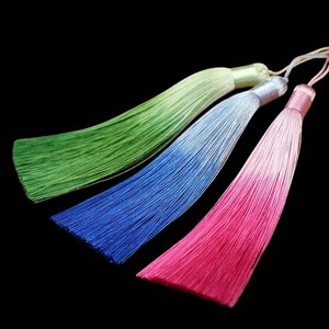 Borlas de 105 mm con degradado de color, borlas largas, borlas de seda para la fabricación de joyas, borlas hechas a mano.