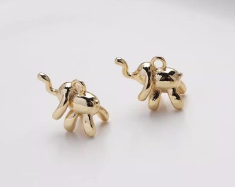 14K Gold Plated Brass Elephant Charm Jewelry Necklace Pendant Earring Accessories GL2378