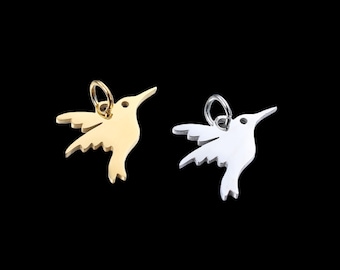 Pendentif colibri en acier inoxydable plaqué or 18 carats (17 x 17 mm, 5/10 pièces) DY522C