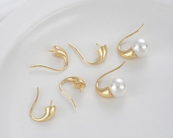 14K Gold Plated Ear Stud,Brass Ear Studs,Drop Ear Stud,Jewelry Earring Accessories With 925 Sterling Silver Pin R433YY