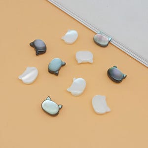 2pcs/4pcs/10pcs Natural White Mop Shell Cute Cat Head Beads Black Shell Cat Beads Pink Shell Cat Beads BK0001
