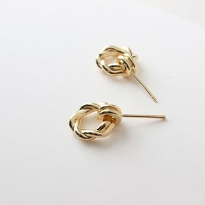 11x15mm 18K Gold Plated Brass Round Ear Studs Rings Ear Stud Jewelry Earring Studs GL207 image 3