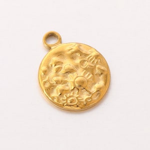 Stainless Steel Round Charm Jewelry Necklace Pendant Accessories Y884
