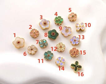 18K Matte Gold Plated Brass Flower Beads Clover Beads Jade Beads For Bracelet Jewelry Accessories Z211YY