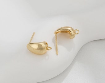 14K Gold Plated Ear Stud,Brass Ear Studs,Drop Ear Stud,Jewelry Earring Accessories With 925 Sterling Silver Pin R388YY