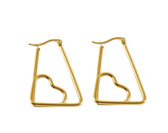 18K Vergulde Trapezium Oorstekers Rvs Oorbel Geometrie Oorbel Studs Sieraden Accessoires ZXG531