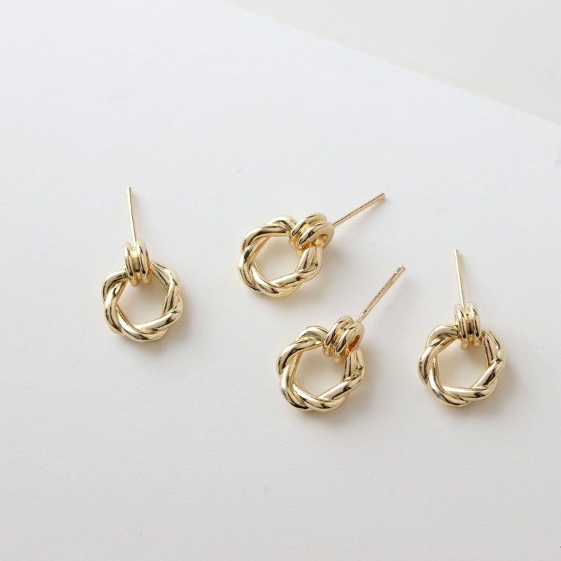 11x15mm 18K Gold Plated Brass Round Ear Studs Rings Ear Stud Jewelry Earring Studs GL207 image 2