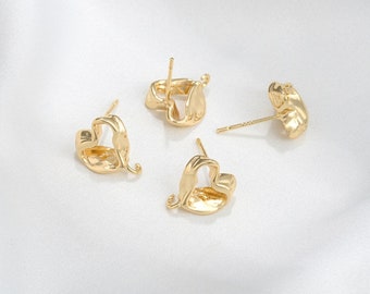 14K Gold Plated Ear Stud,Brass Ear Studs,Heart Ear Studs,Jewelry Earring Accessories With 925 Sterling Silver Pin R453YY