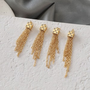 6x42mm 18K Gold Plated Brass Tassels Chains Charm Jewelry Earring Pendant Accessories GL587 image 2