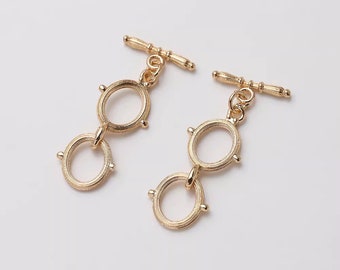 14K Gold Plated Round OT Clasp For Bracelet Necklace Component Jewelry Accessories GL2397