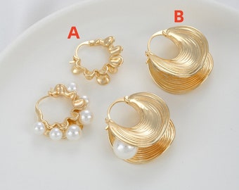 14K Gold Plated Ear Stud,Brass Ear Studs,C Ear Stud,Jewelry Earring Accessories With 925 Sterling Silver Pin R431YY