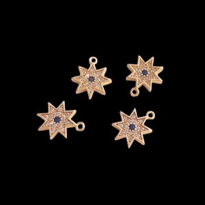 2 Stück / 4 Stück / 10 Stück 14K Vergoldete Messing Zirkon Stern Geometrie Charme Anhänger Stecker G218YY