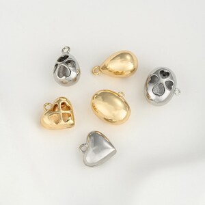 14K Gold Plated Brass Heart Oval Drop Charm Jewelry Necklace Bracelet Pendant Earring Charm Accessories G759YY