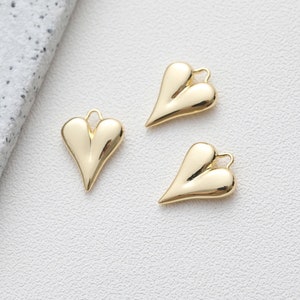 9x19mm 14K Gold Plated Brass Heart Charm Pendant GL946 image 1