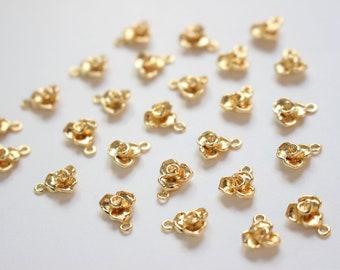 7x8.5mm 18K Gold Plated Brass Flower Charm Pendant GL1103