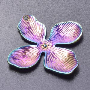 Pendentif en acier inoxydable, breloque fleur, collier pendentif, accessoires de bijouterie ZN976
