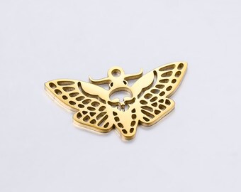5 piezas de accesorios de joyería con dijes de mariposa de acero inoxidable Y529