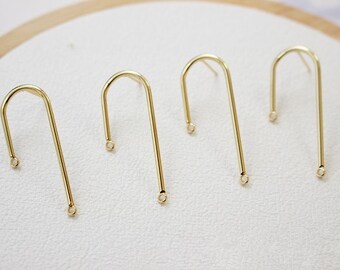 18K Gold Brass U Style Earring Stud,Gold Geometry Earrings,Gold Ear Stud GL069