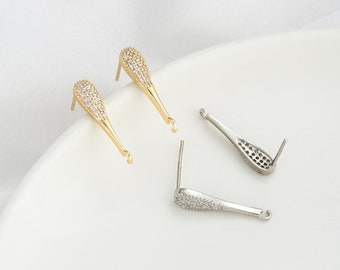 14K Gold Plated Ear Stud,Brass Ear Studs,Drop Ear Stud,Jewelry Earring Accessories With 925 Sterling Silver Pin R469YY