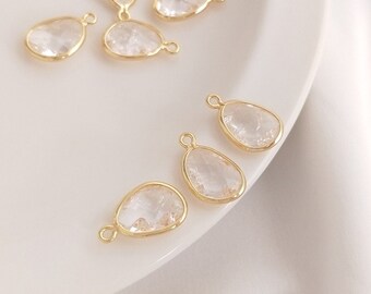 10x16mm 14K chapado en oro latón cristal gota encanto joyería collar pendiente colgantes G233YY
