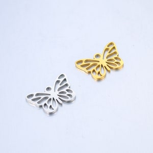 10pcs Stainless Steel Butterfly Charm Jewelry Pendant Accessories Y401