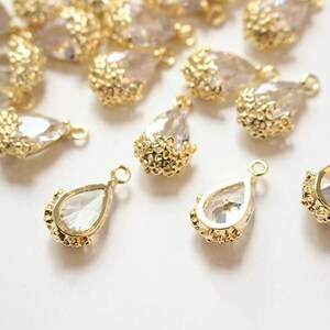 10x17mm 18K Gold Plated Brass Zircon Drop Geometry Charm Pendant GL1187 image 3