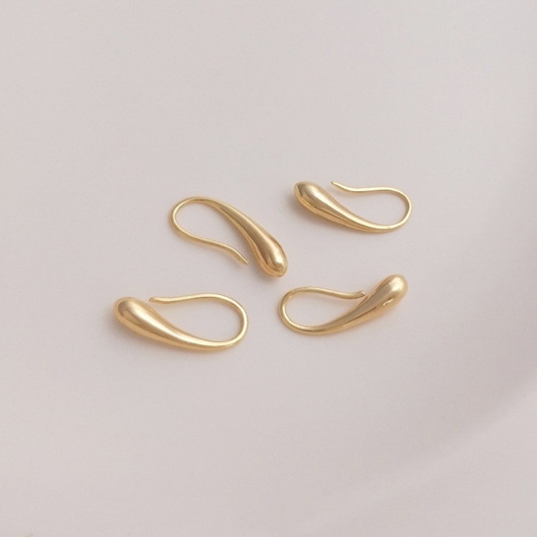 14K Gold Plated Brass Drop Ear Hook Ear Studs Jewelry Earring Etsy