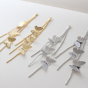 75mm 14K Gold Plated Brass Butterfly Chain Tassels For Ear Studs Earring Studs Pendants GL871 image 2