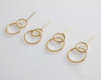 5 Pairs 18K Gold Brass Round Earring Stud,Earrings,Gold Ear Stud GL284