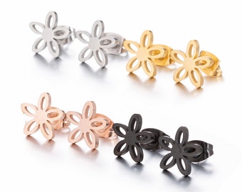 6pcs Flower Ear Studs,Stainless Steel Earring,Tiny Earrings D154