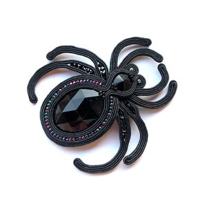 Black spider brooch inspired Halloween Tarantula pin Halloween jewelry Gothic statement accessories Gift for entomologist and insect lovers